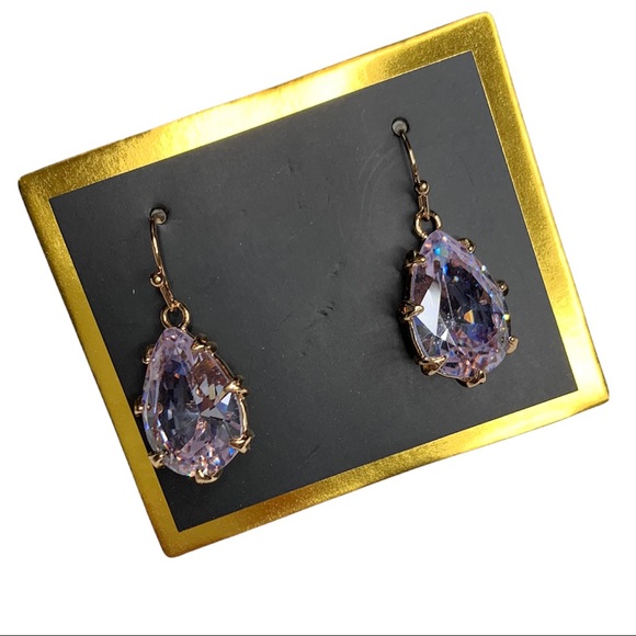 Sparkly Crystal teardrop earrings, light pink - Picture 7 of 12